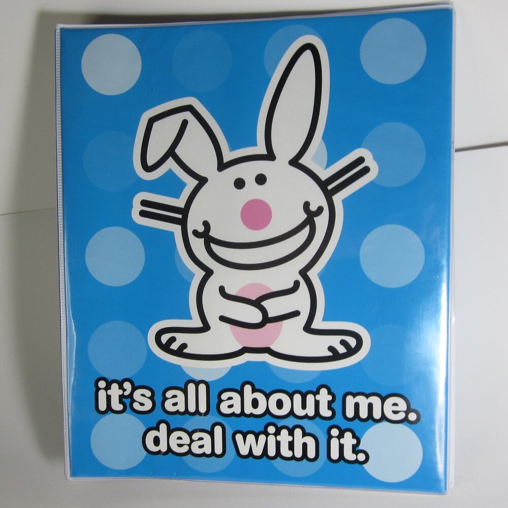 Happy Bunny 3 Ring 1" Binder Folder For School - Jim Benton - Used